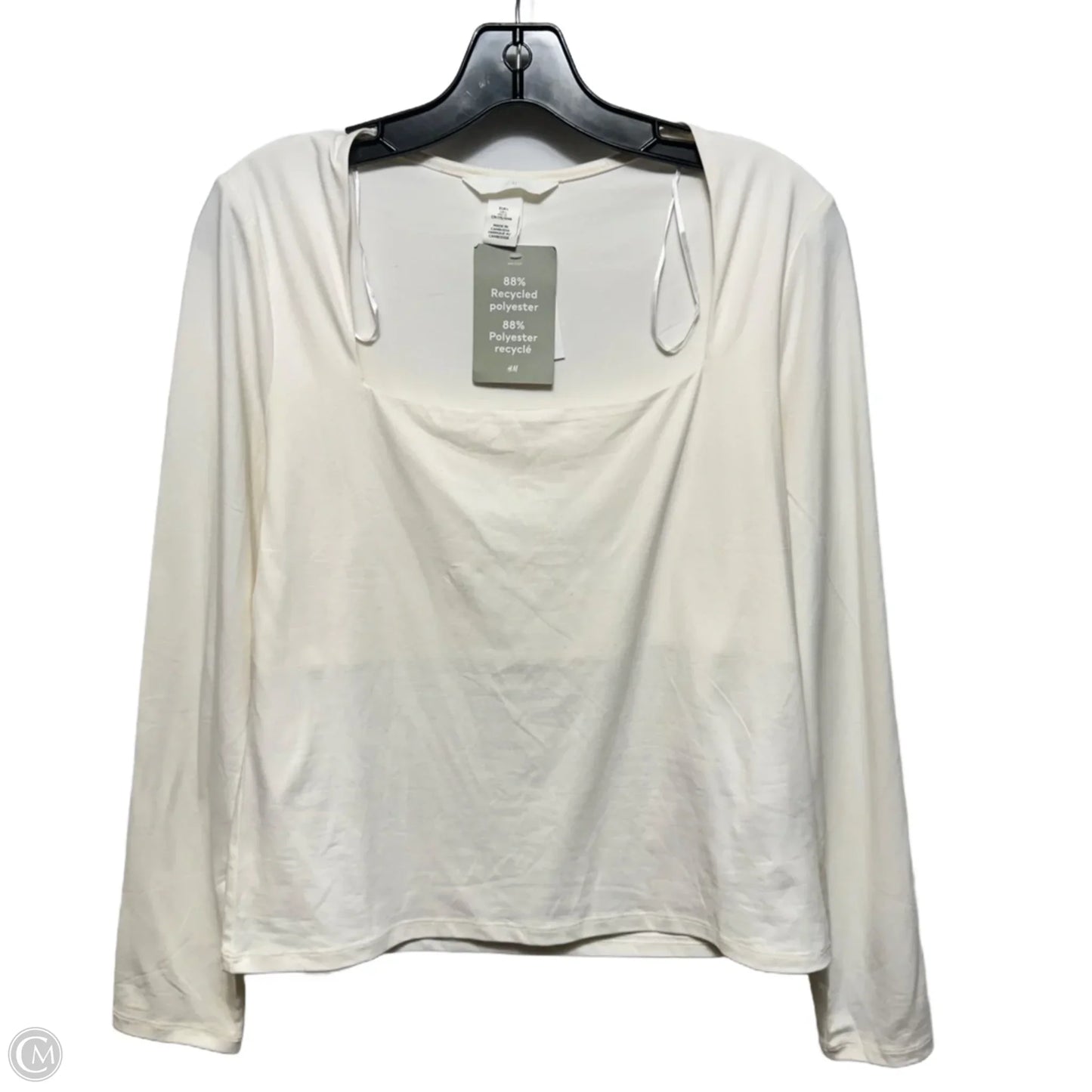 Square Neck Top Long Sleeve By H&m In Cream, Size: L
