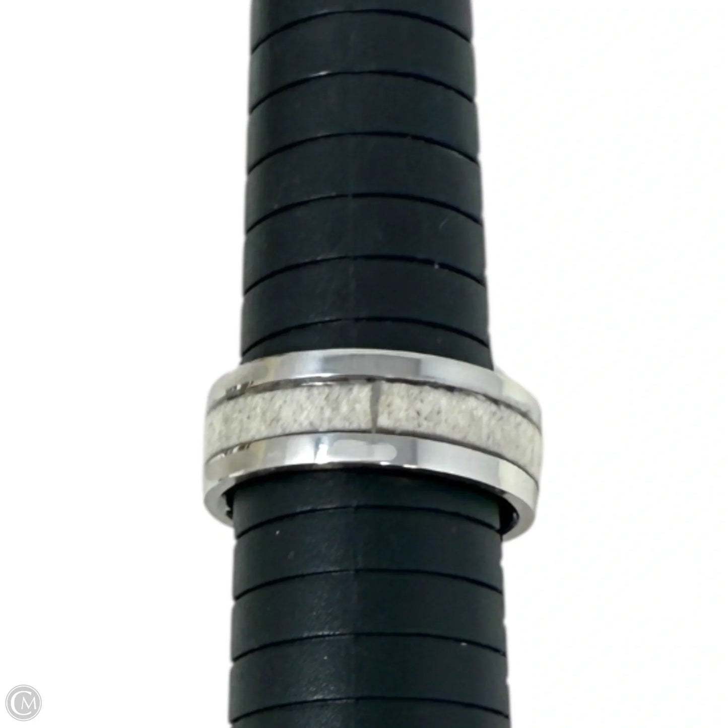 Solid White Tail Antler Inlay Band Ring, Size: 10