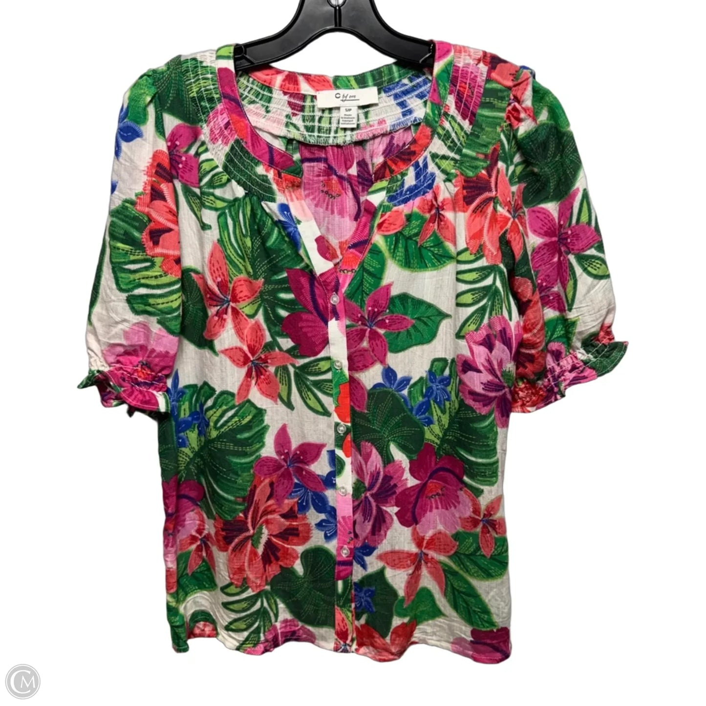 Top Short Sleeve By C by One In Floral Print, Size: S