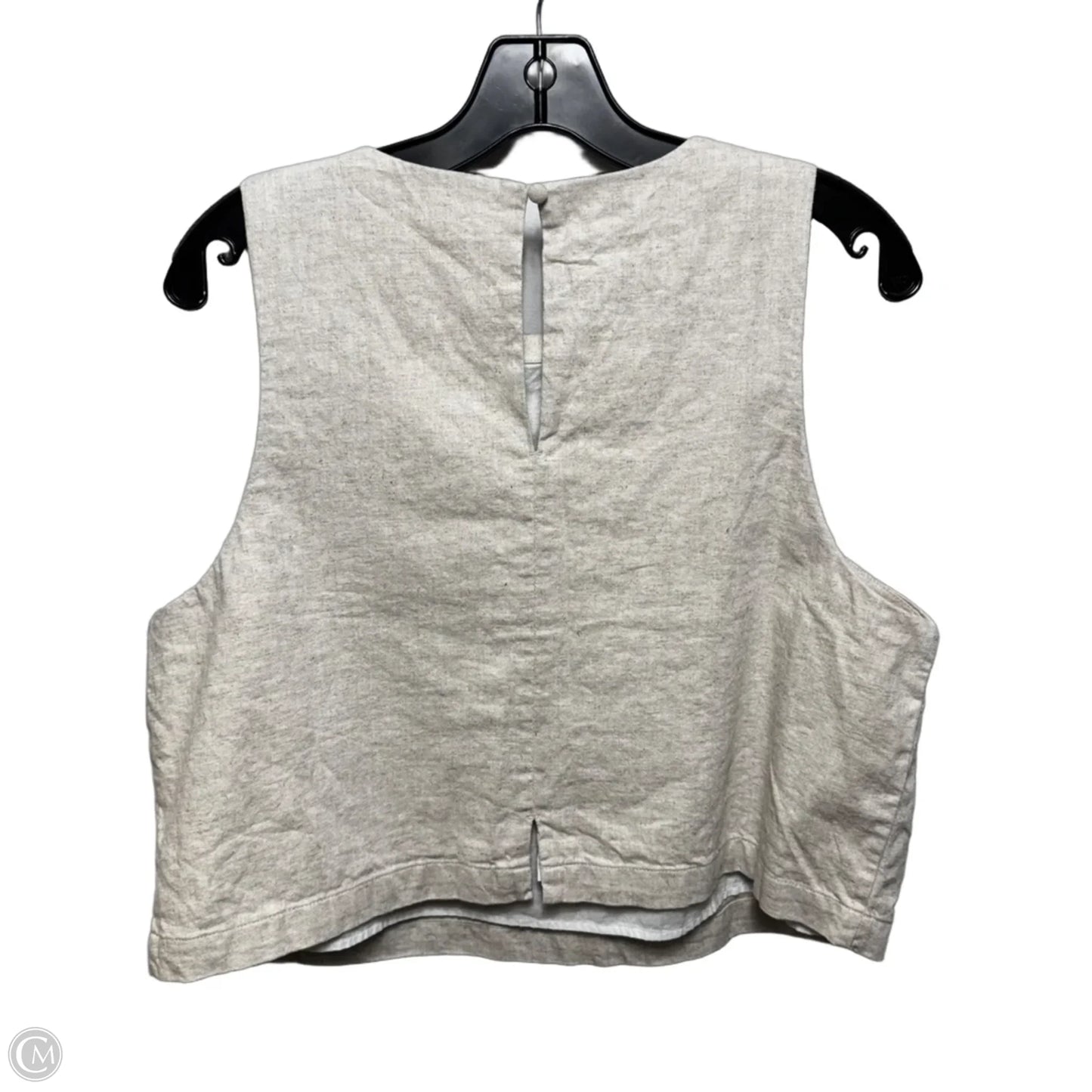 Linen Blend Cropped Top Sleeveless By Banana Republic In Tan, Size: L