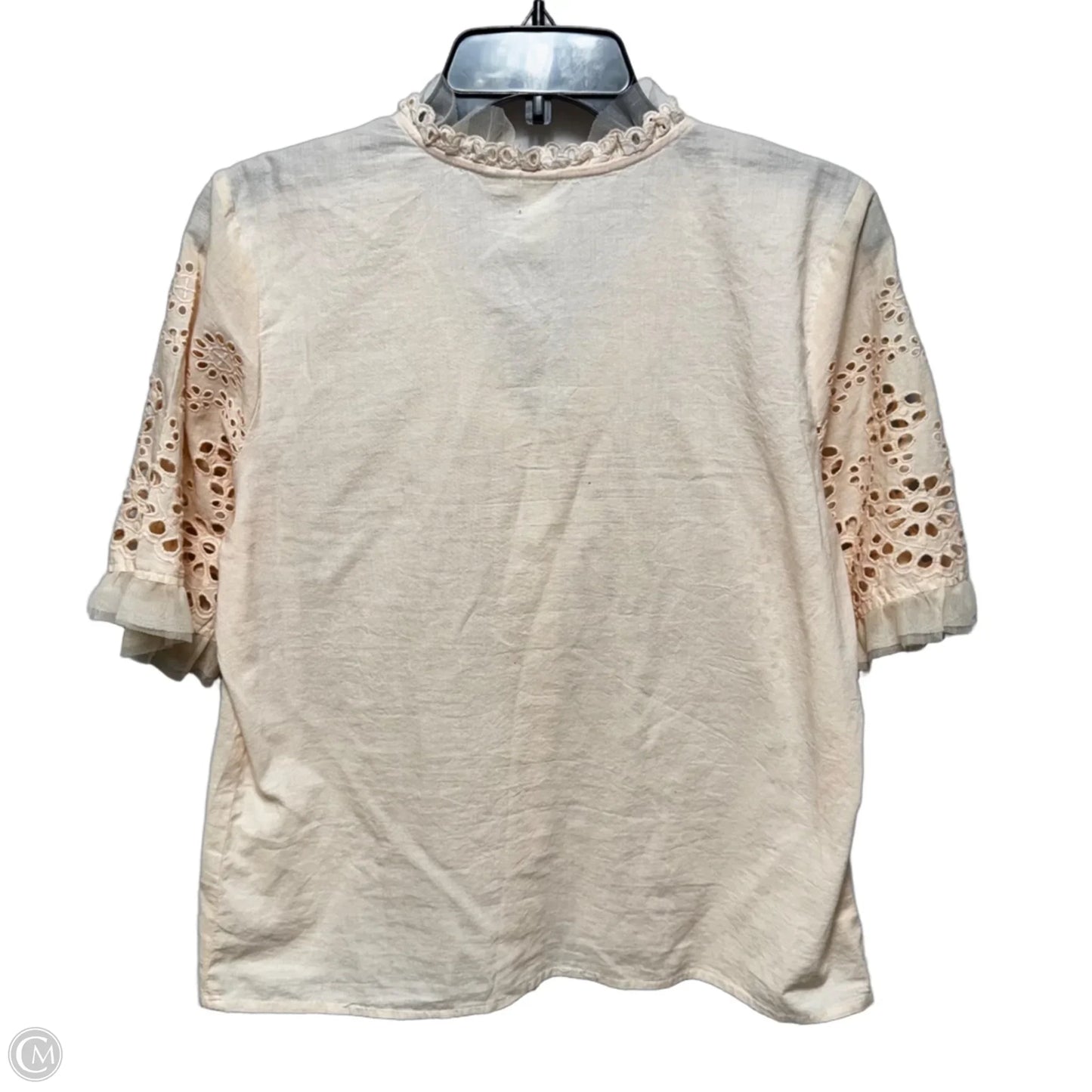 Eyelet Top Short Sleeve By Jolie In Peach, Size: M