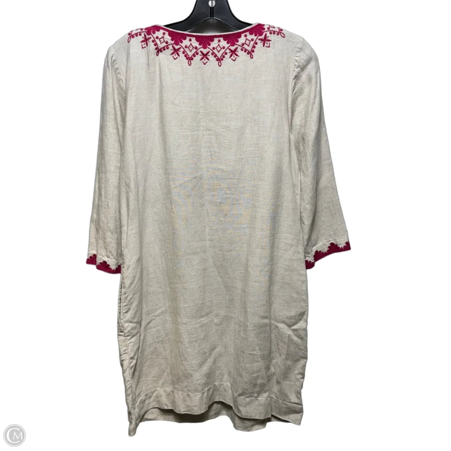 Embroidered Linen Dress Casual Midi By Tommy Hilfiger In Tan, Size: M