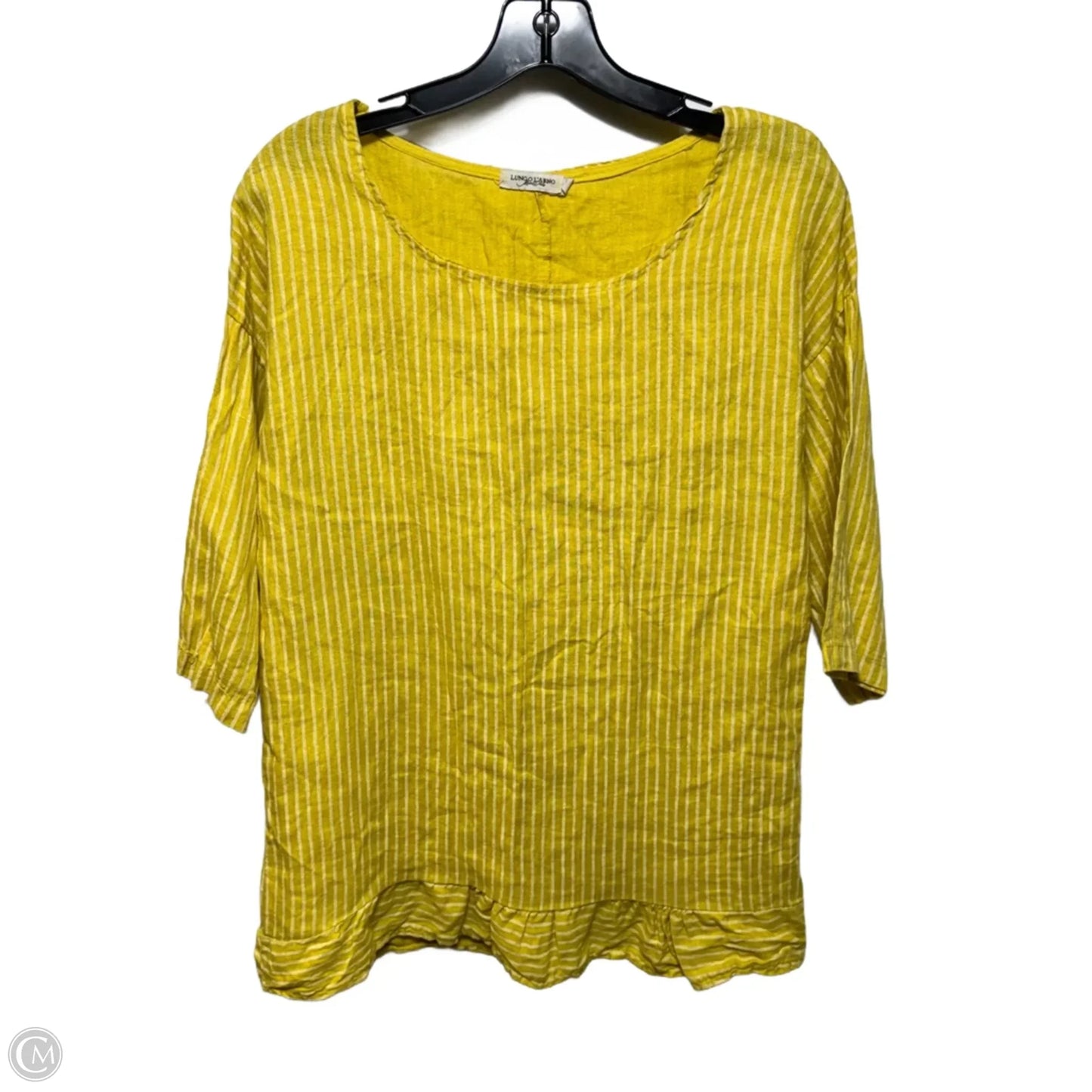 Top 3/4 Sleeve By Lungo L’Arno In Yellow, Size: S
