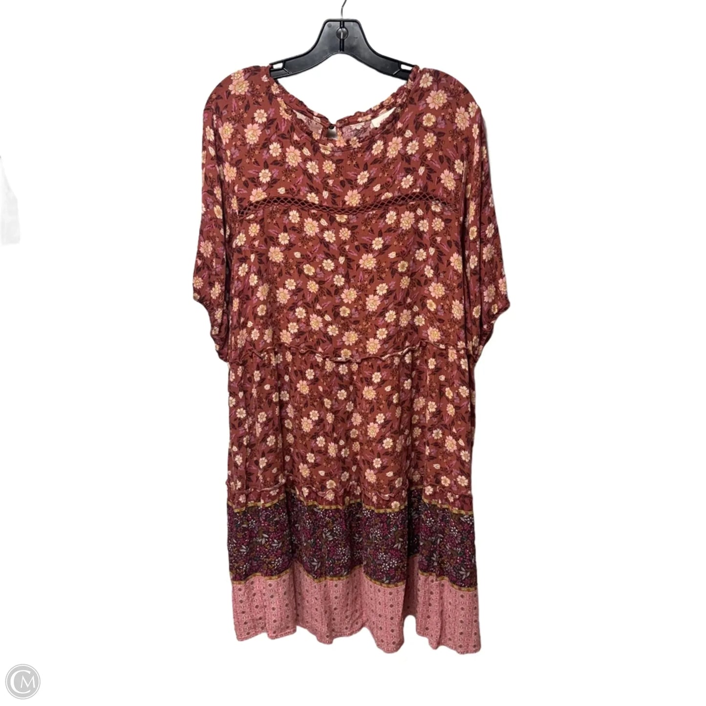 Dress Casual Midi By Knox Rose In Floral Print, Size: 1X
