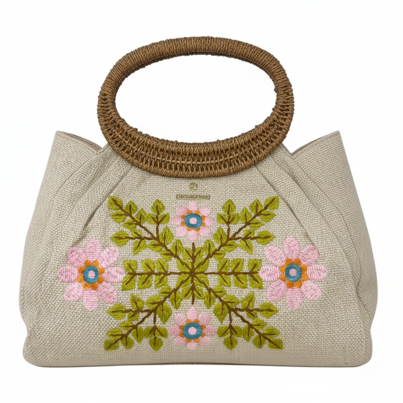 Embroidered Jute Tote By Spartina, Size: Medium