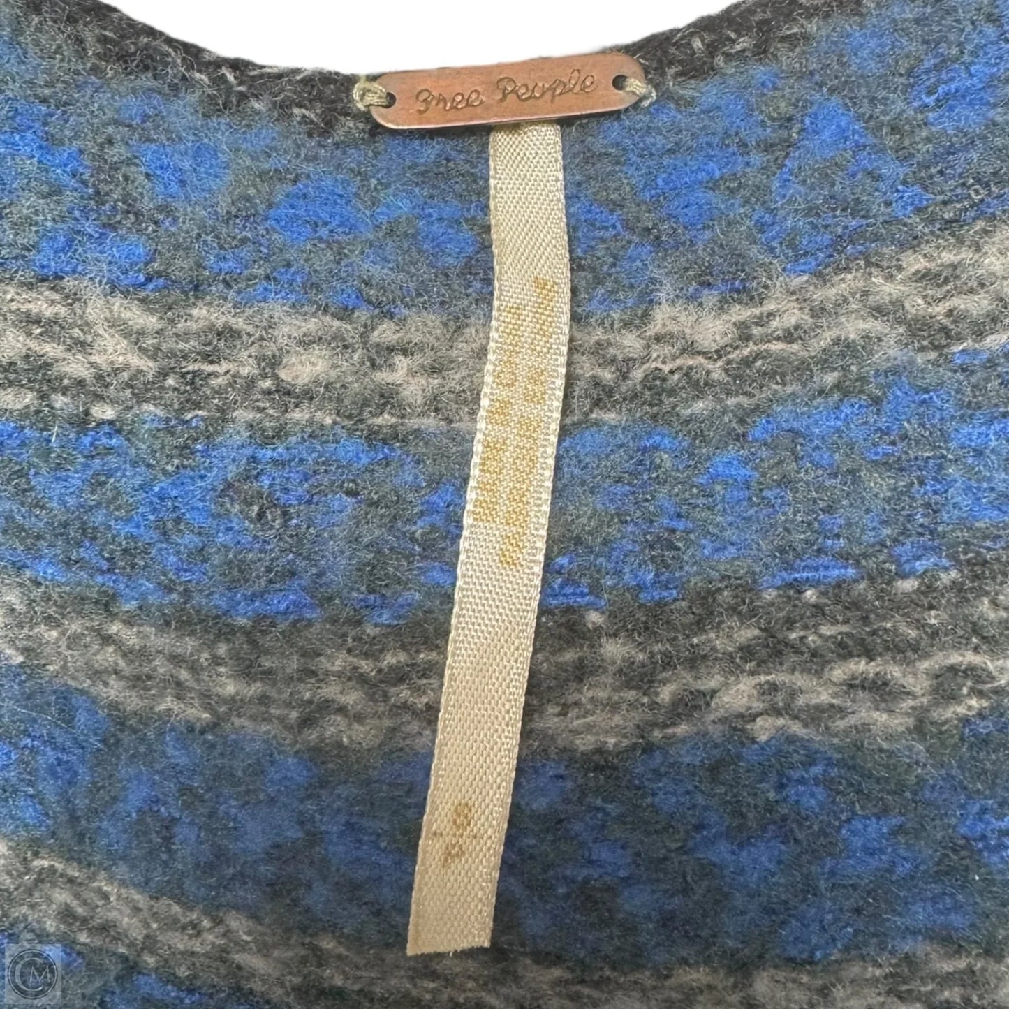 Fair Isle Cable Knit Babydoll Sweater By Free People In Blue & Grey, Size: S