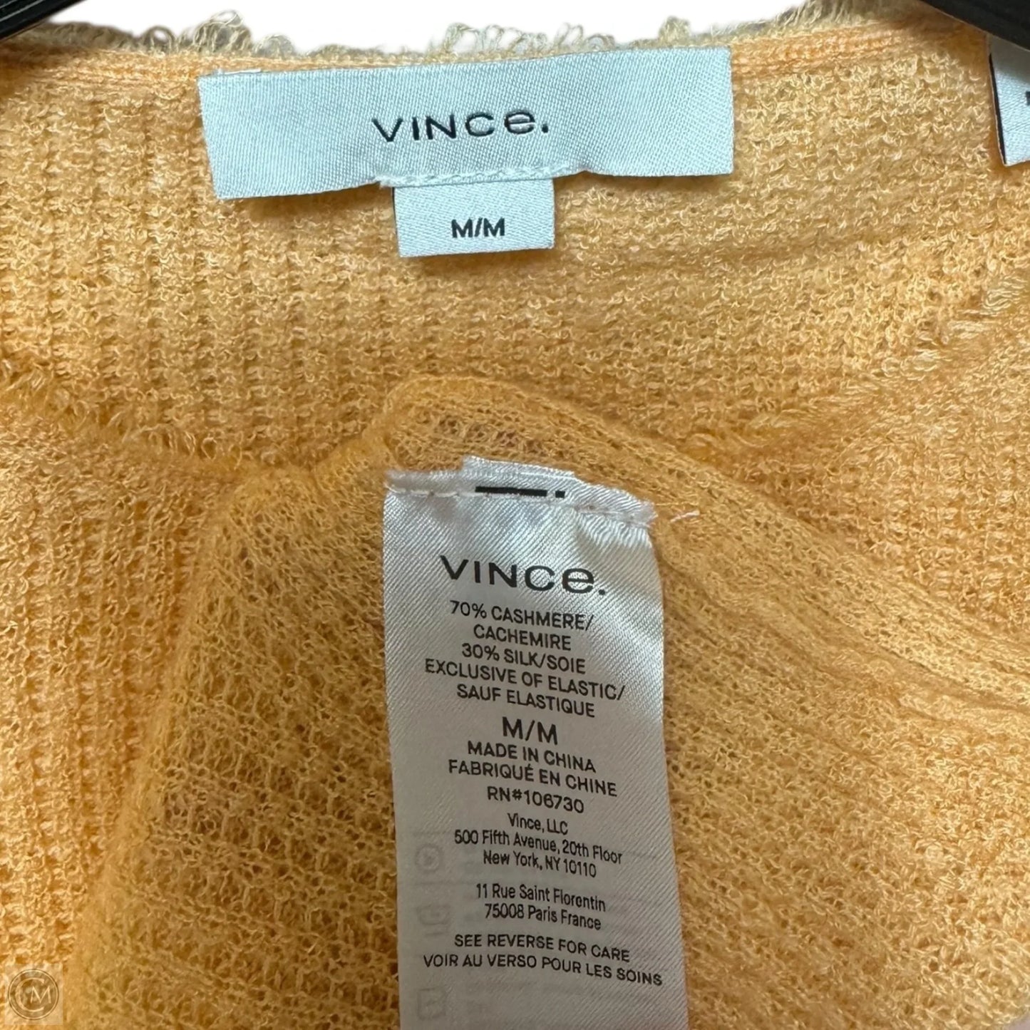 Cashmere & Silk Sweater By Vince In Orange, Size: M