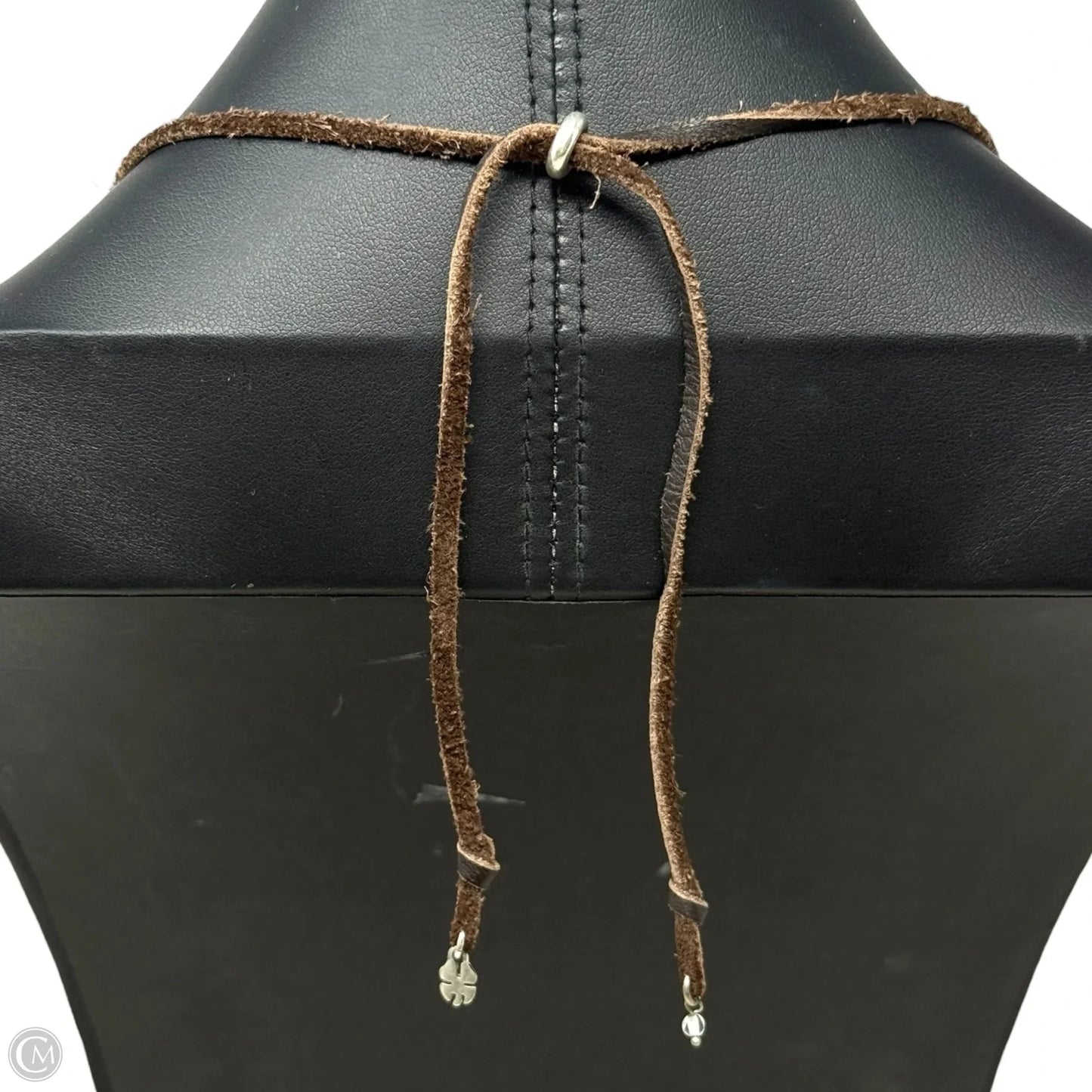 Two Tone Metal & Leather Statement Necklace By Lucky Brand