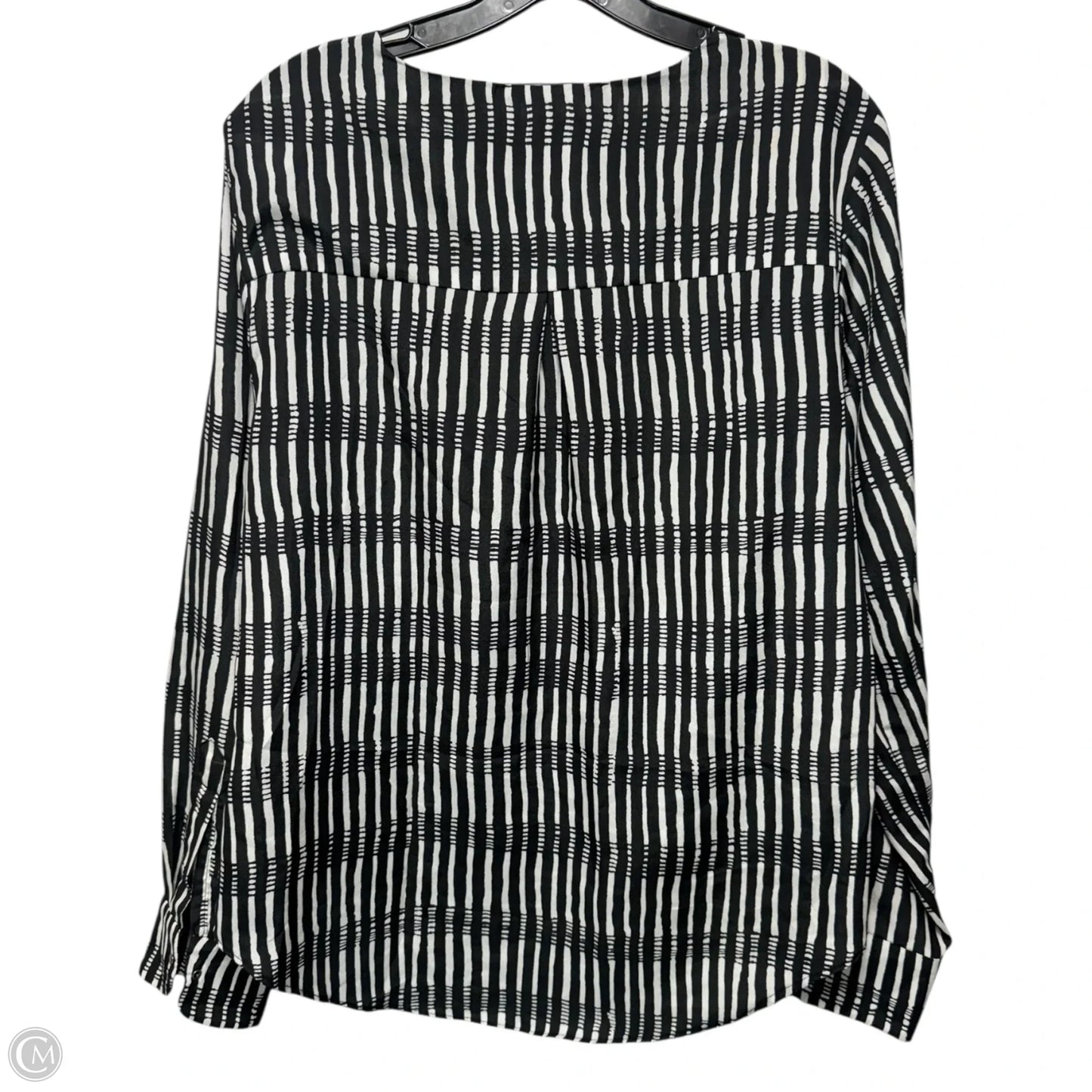 Blouse Long Sleeve By Harve Bernard In Black & White, Size: L