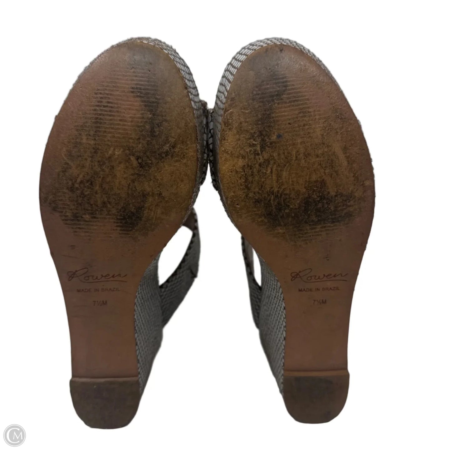 Wedge Sandals Heels By Rowen In Grey & Tan, Size: 7.5