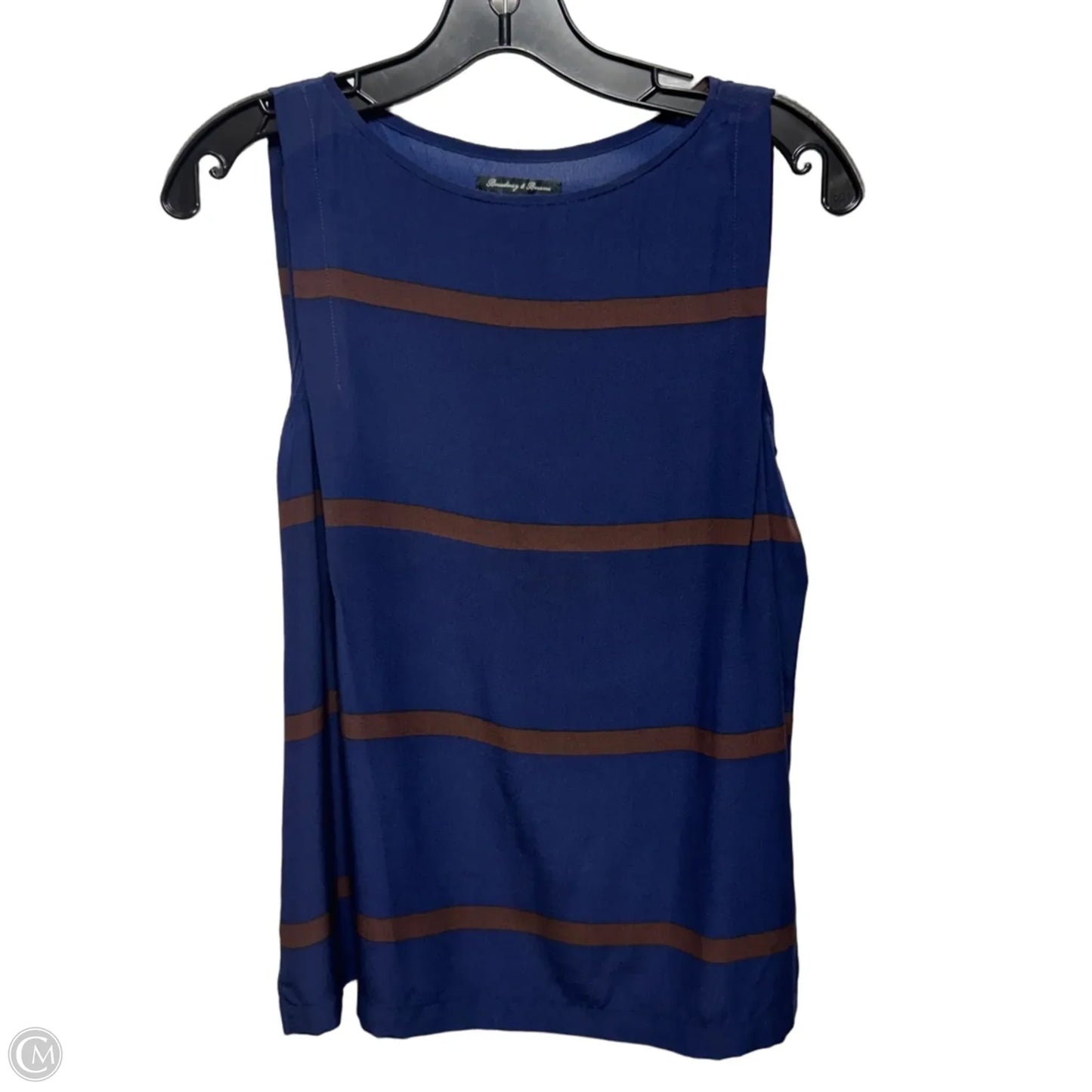 Silk Top Sleeveless By Broadway & Broom In Blue & Brown, Size: S