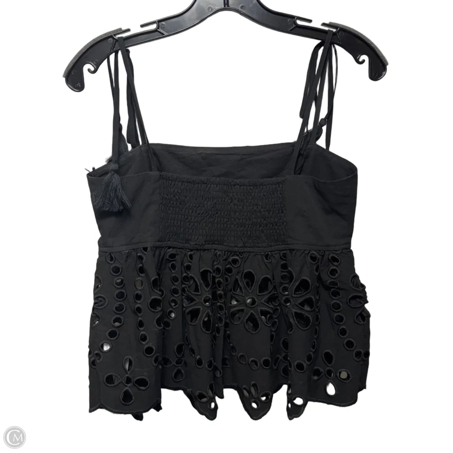 Eyelet Cami Top Sleeveless By En Saison In Black, Size: S