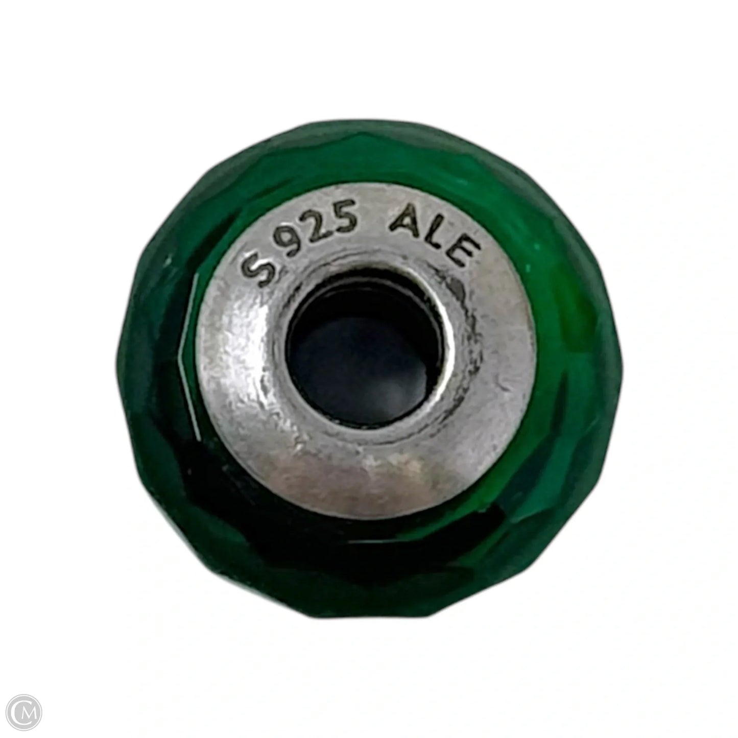 Green Faceted Murano Glass & Sterling Bracelet Charm By Pandora