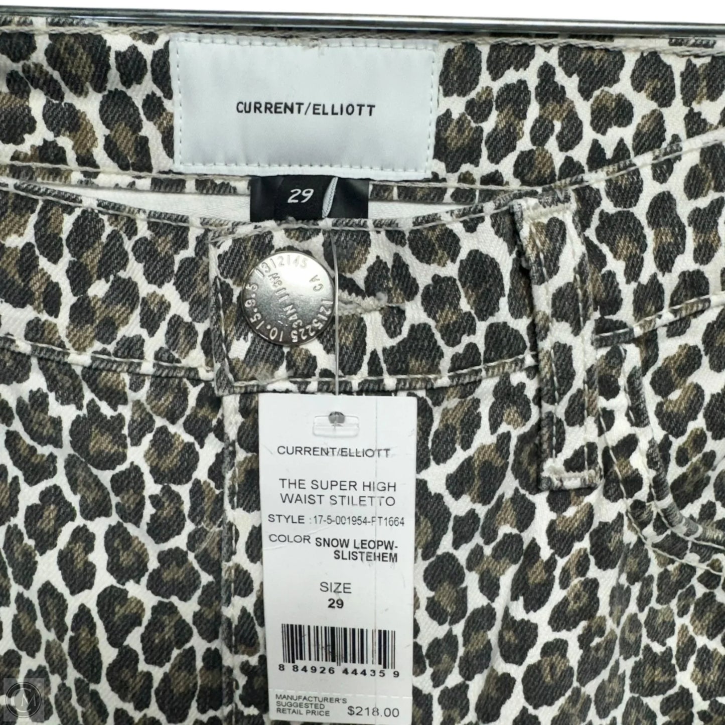 Super High Waist Stiletto Jeans Straight By Current/elliott In Animal Print, Size: 8