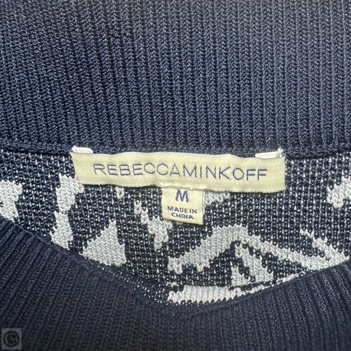 Okina Jacquard Pencil Skirt Designer By Rebecca Minkoff In Blue & White, Size: M