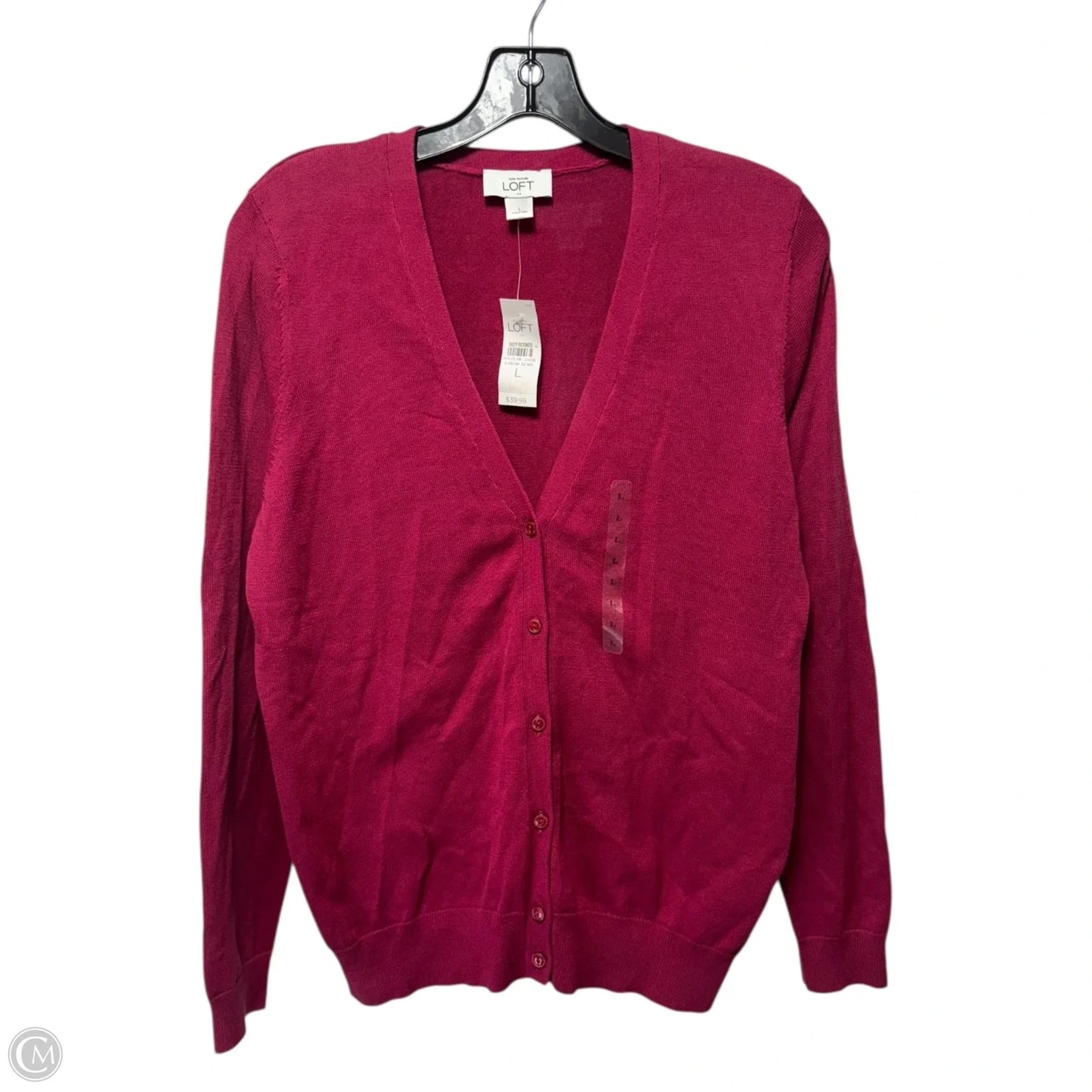 Sweater Cardigan By Loft In Pink, Size: L
