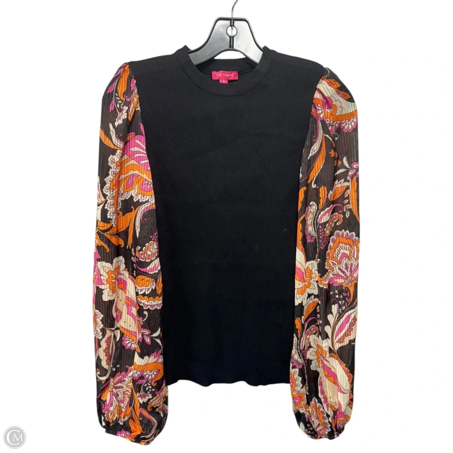 Sheer Sleeve Sweater By Flying Tomato In Black, Size: L