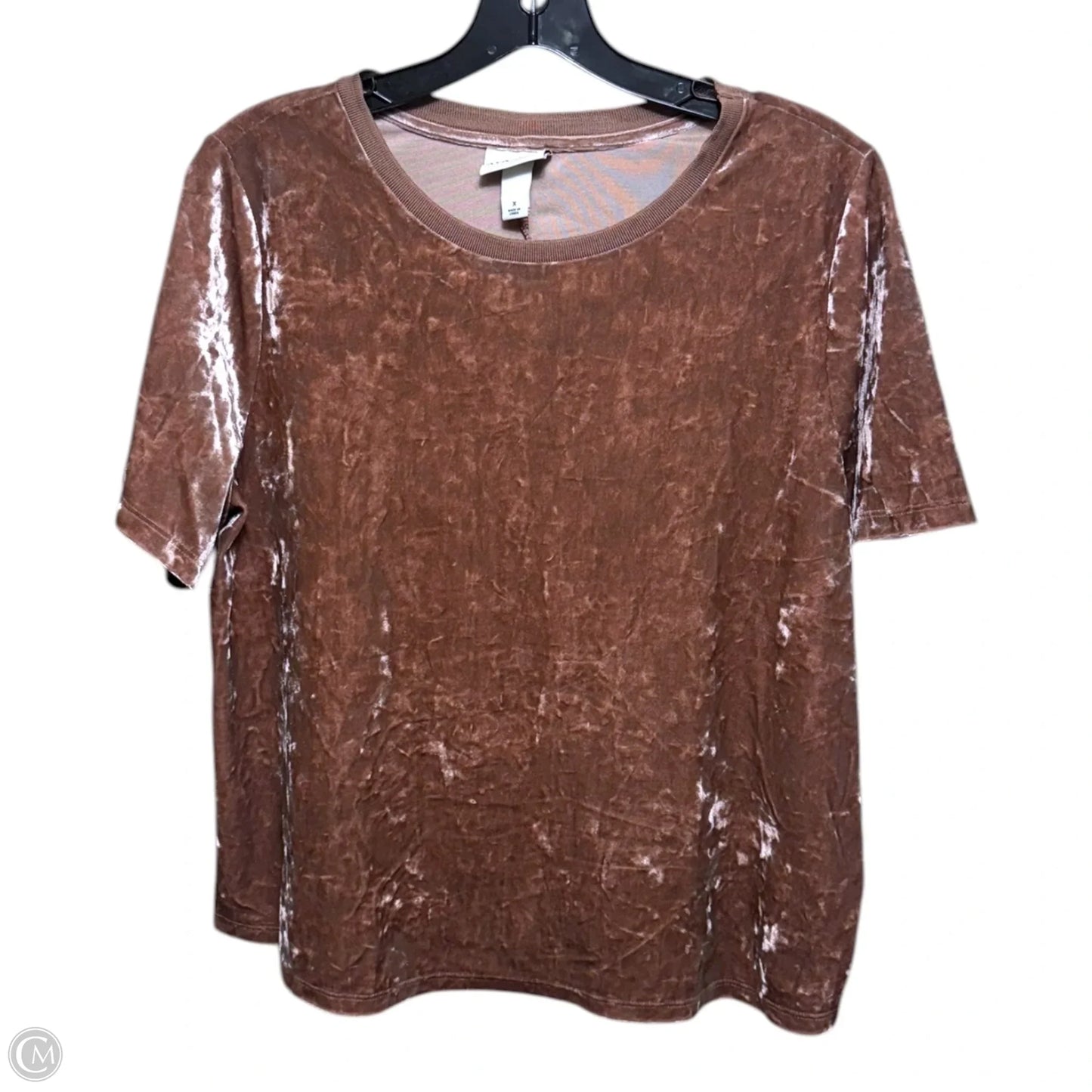 Top Short Sleeve By Ava & Viv In Bronze, Size: M