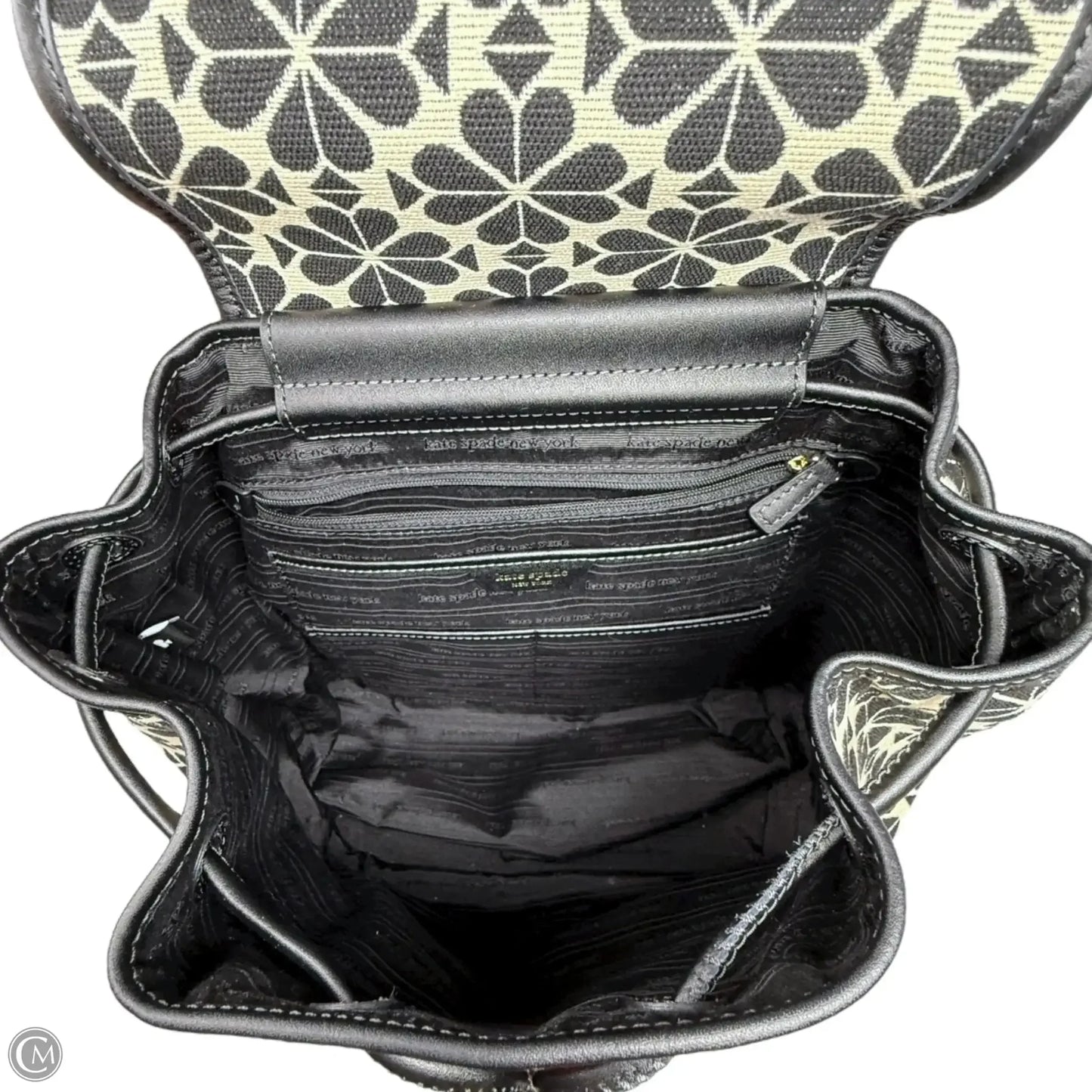 Spade Flower Jacquard Stripe Sinch Flap Backpack Designer By Kate Spade, Size: Medium