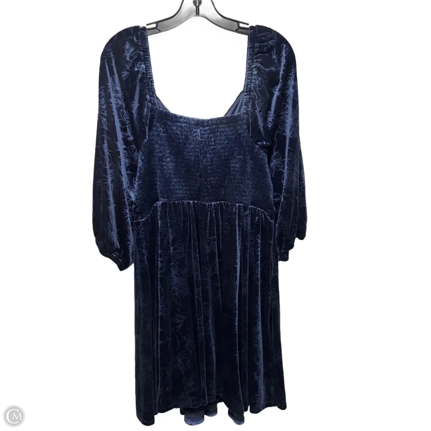 At The Knee Embossed Velvet Sweetheart Peplum Dress By Torrid In Blue, Size: 2x
