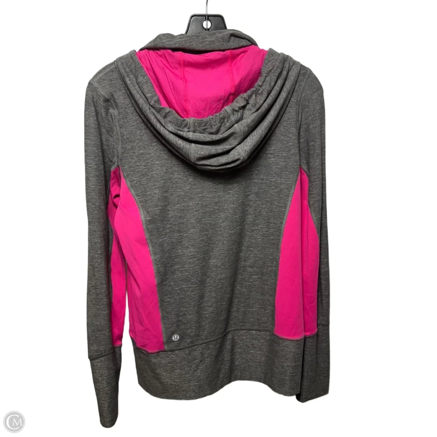Hooded Athletic Jacket By Lululemon In Grey & Pink, Size: 8