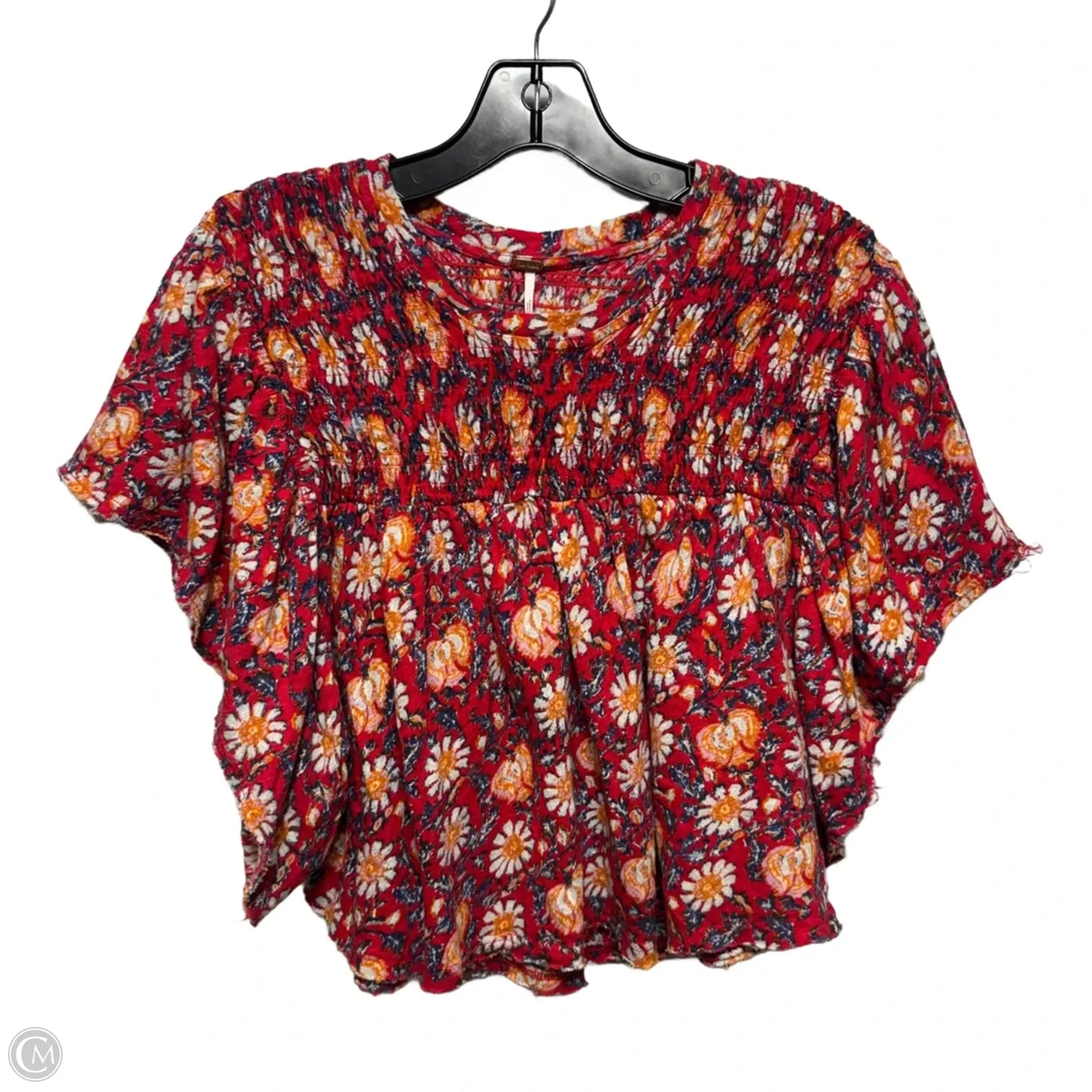 Smocked Ruffle Top Sleeveless By Free People In Floral Print, Size: M