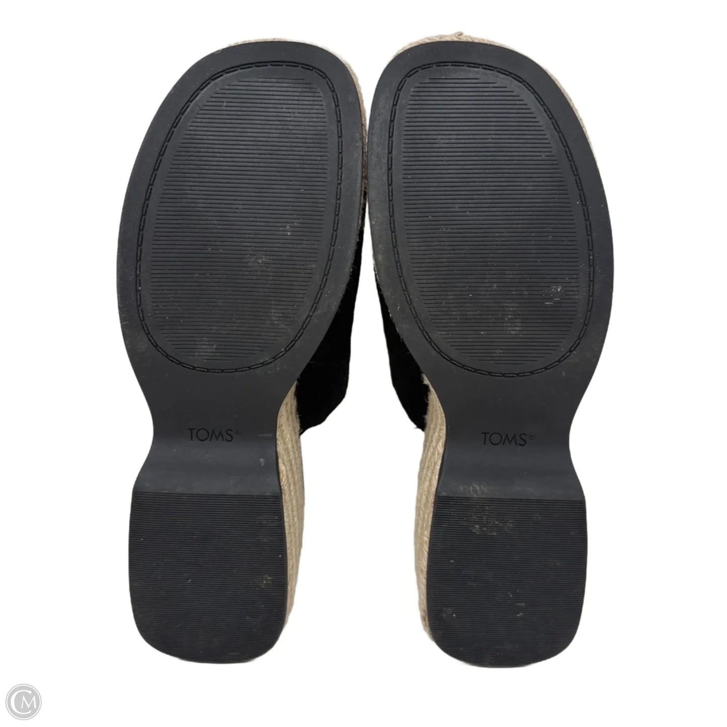 Laila Mule Platform Espadrille Sandals By Toms In Black & Cream, Size: 8.5