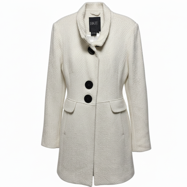 Wool Blend Coat By Bke In Cream, Size: L