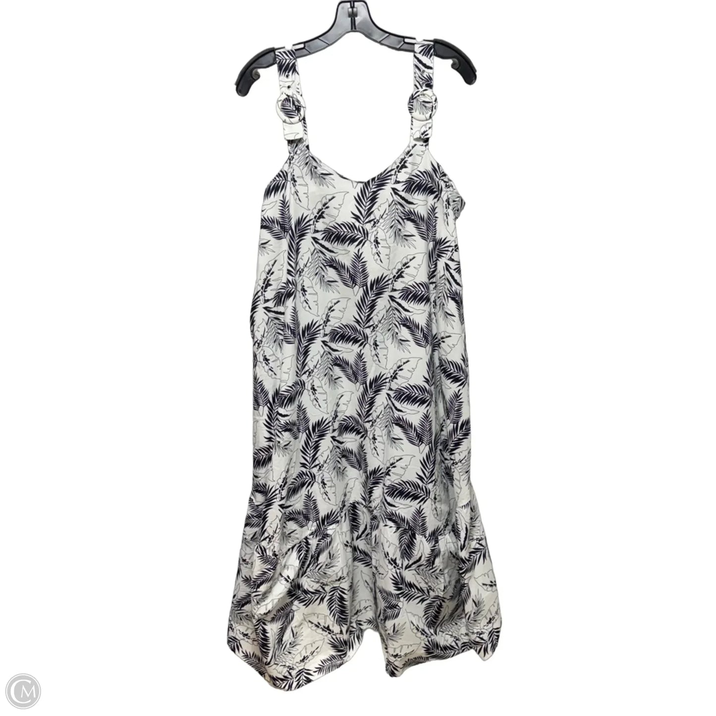 Buckle Strap Midi Dress By StitchDrop In Tropical Black & White Print, Size: L