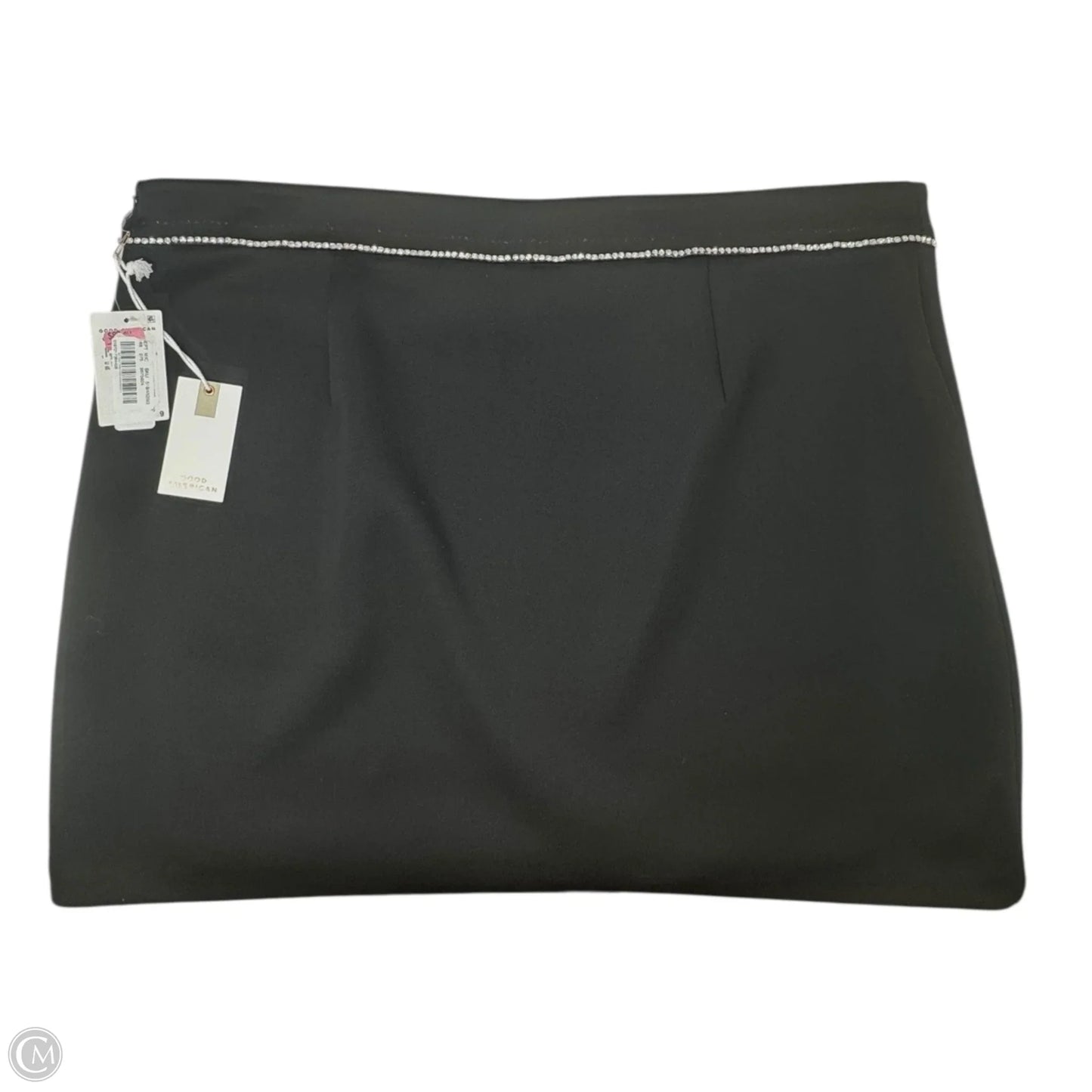 Diamanté Trim Skirt Mini & Short By Good American In Black & Silver, Size: 18