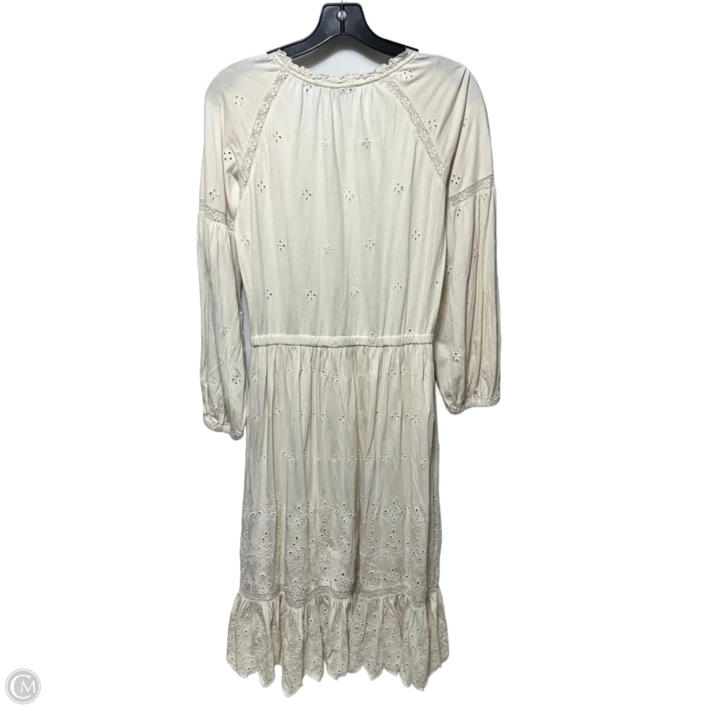 Eyelet Dress Casual Midi By Lauren By Ralph Lauren In Cream, Size: S