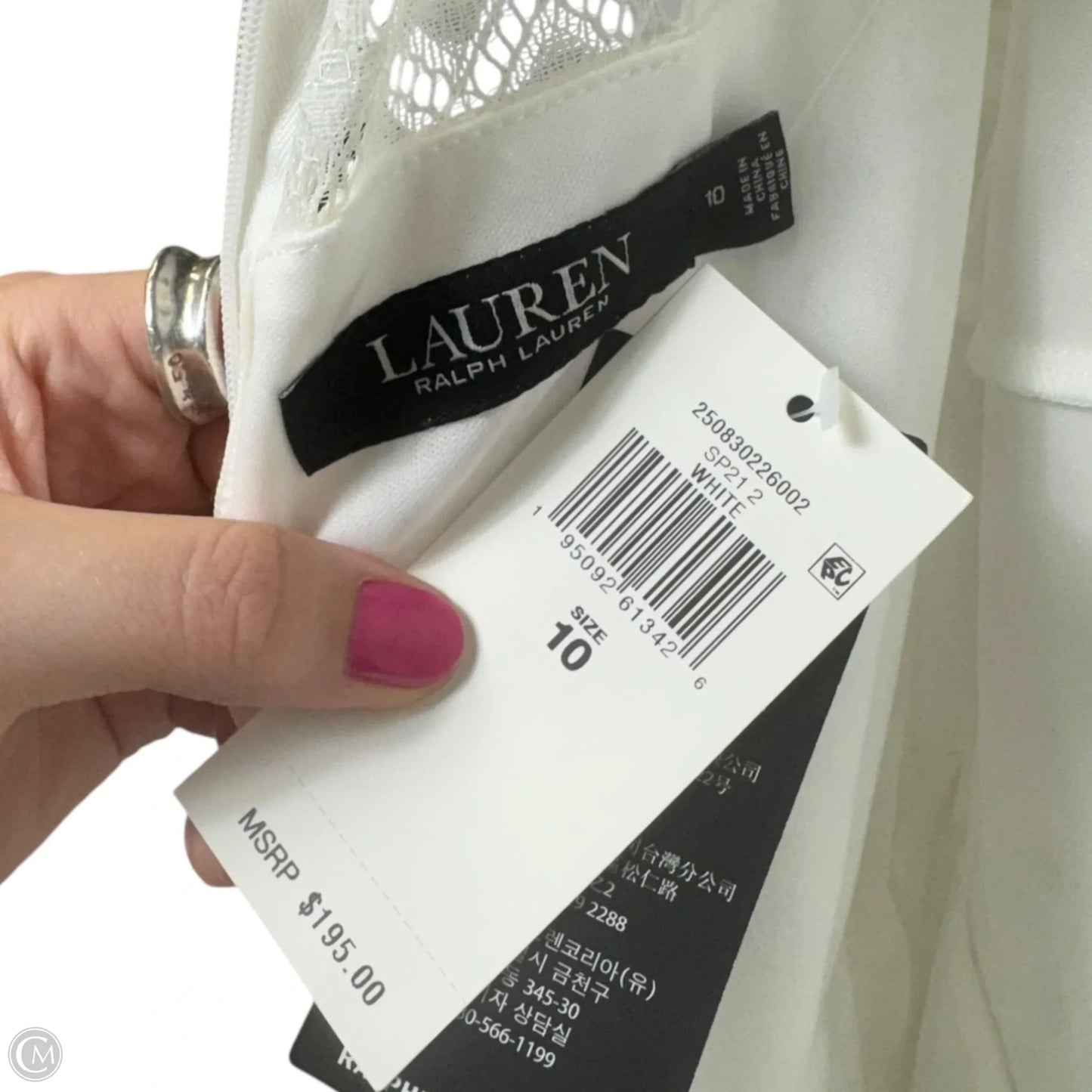 Lace Illusion Midi Dress By Lauren By Ralph Lauren In White, Size: 10