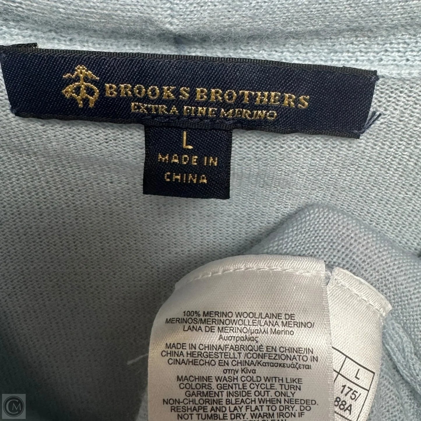 Merino Wool Sweater By Brooks Brothers In Blue, Size: L