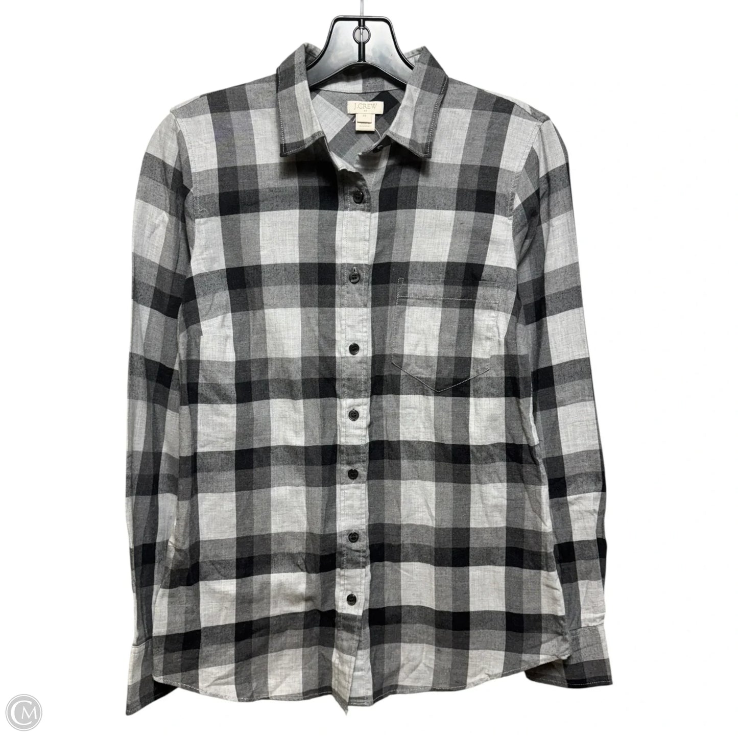 Top Long Sleeve By J. Crew In Plaid Pattern, Size: Xs