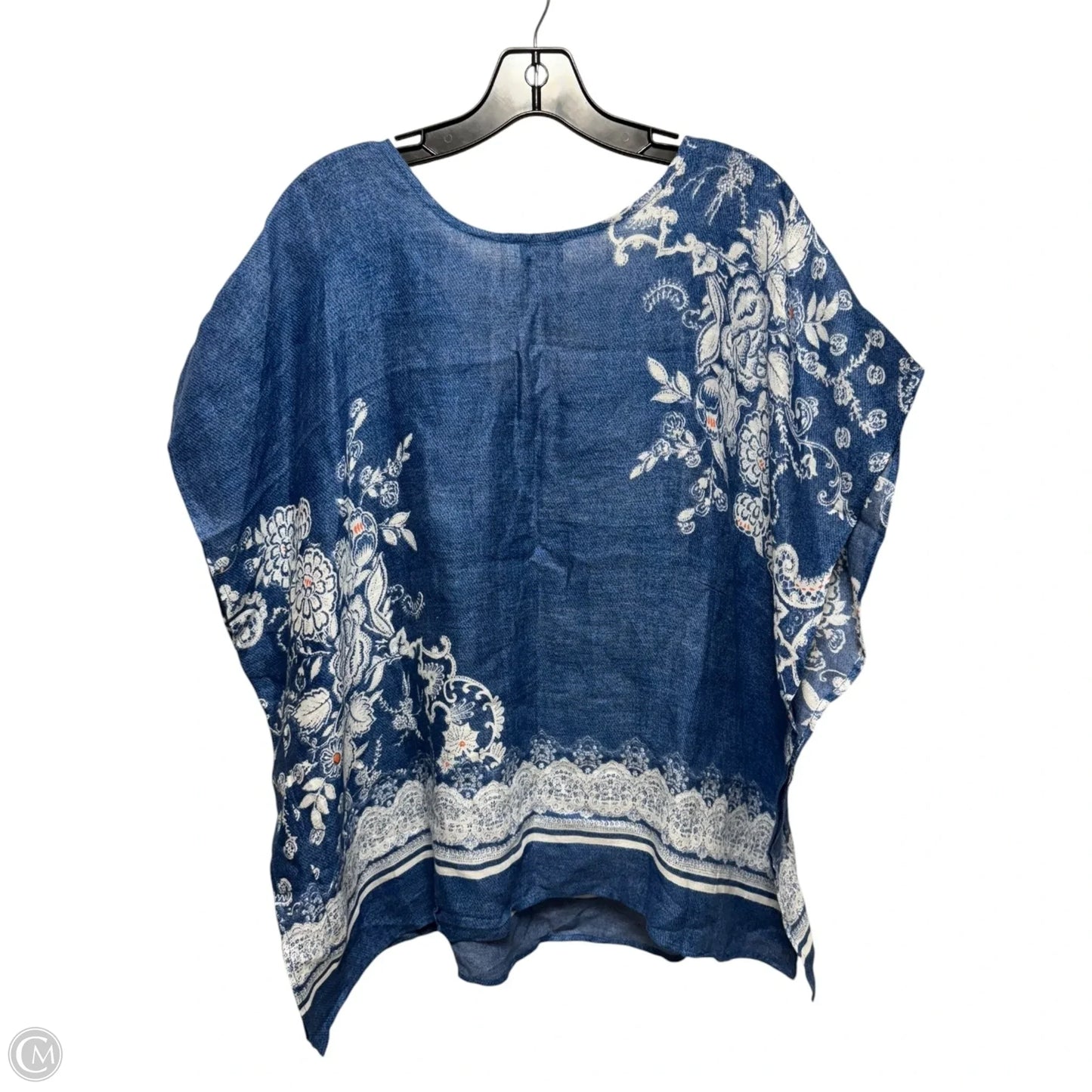 Linen Poncho By Chicos In Blue, Size: S
