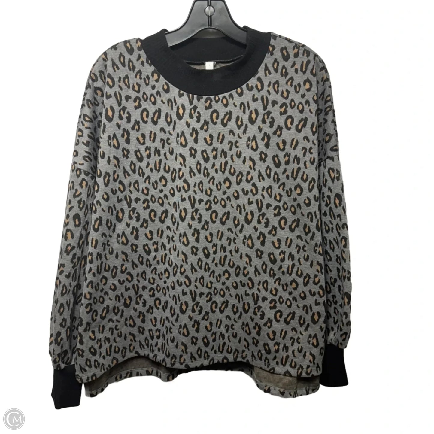 Top Long Sleeve By Glam In Animal Print, Size: L