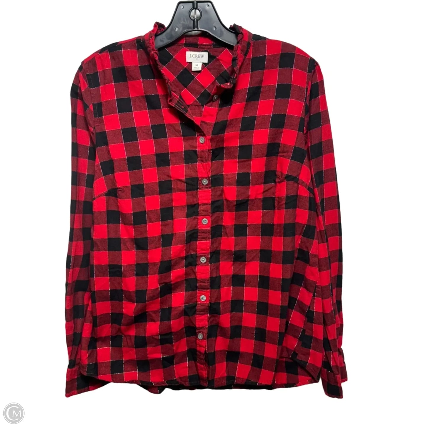 Top Long Sleeve By J. Crew In Plaid Pattern, Size: M