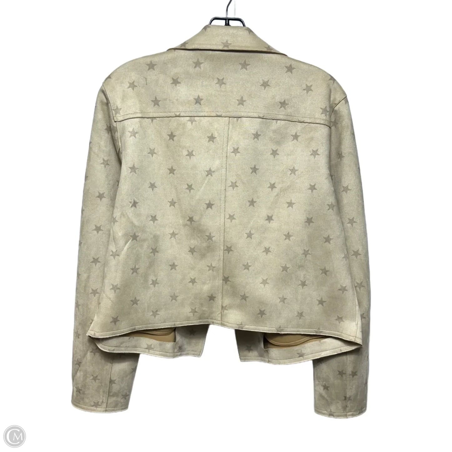 Faux Suede Star Jacket Moto By Cato In Cream, Size: M