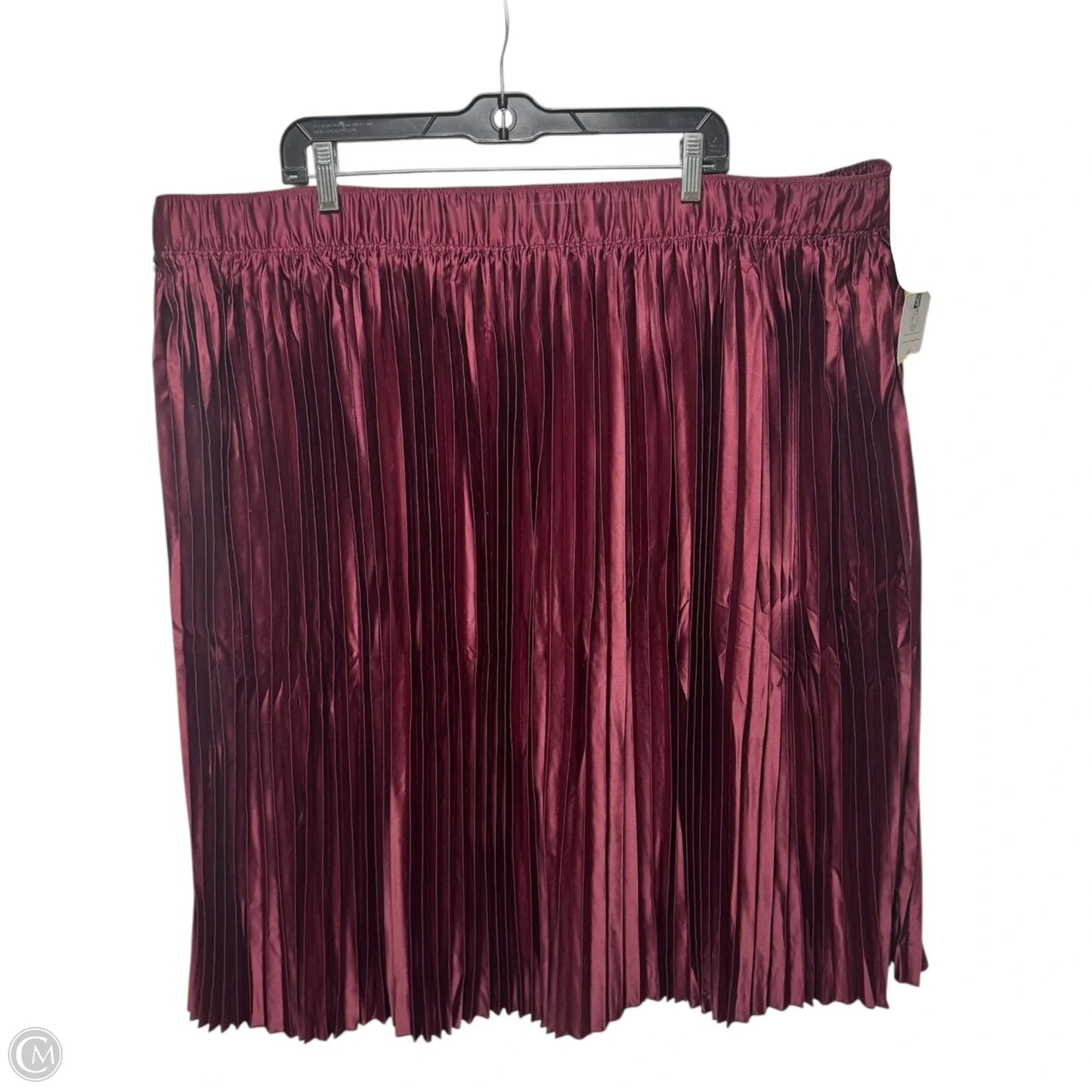 Pleated Skirt Midi By Terra & Sky In Maroon, Size: 3x