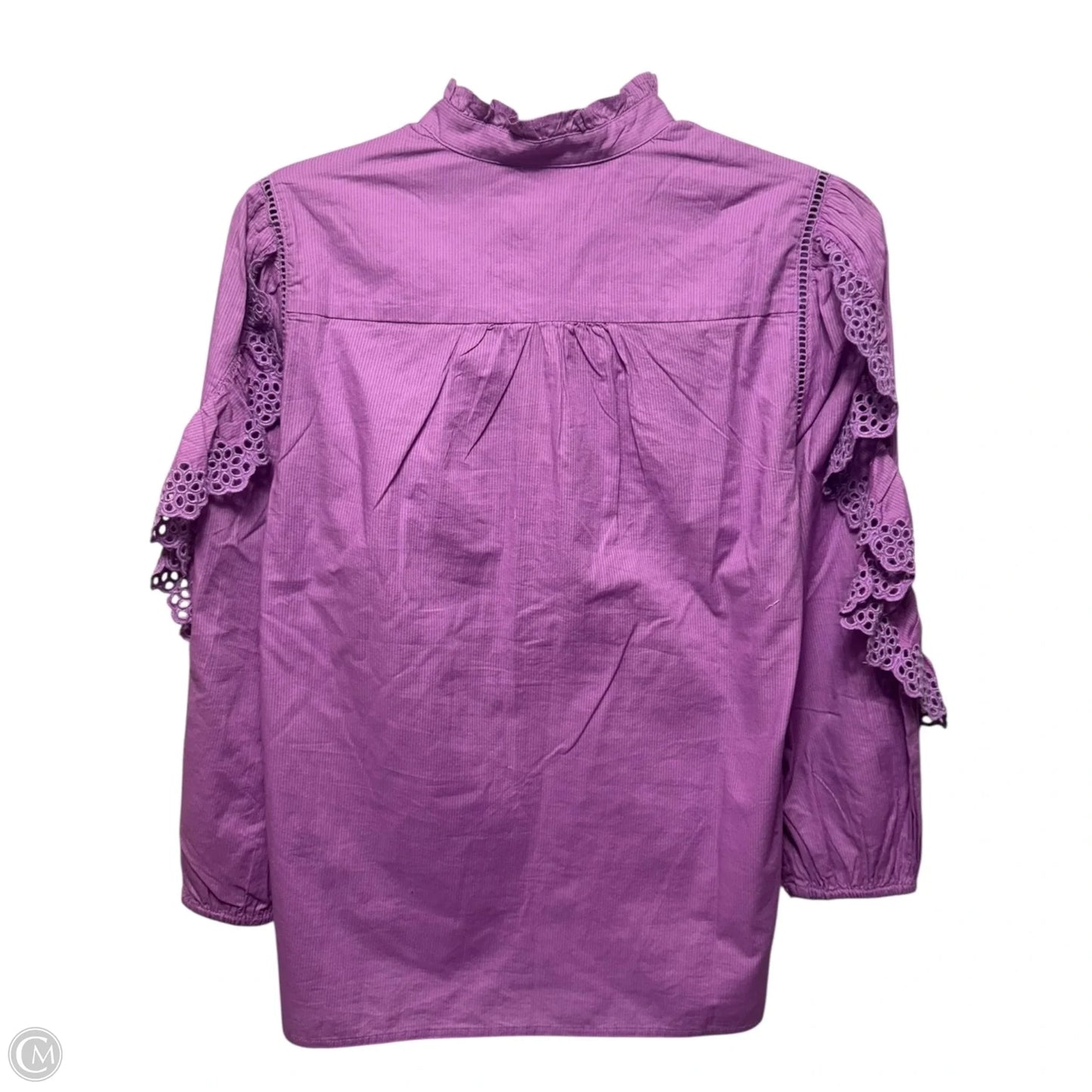 Eyelet Blouse Long Sleeve By J. Crew In Purple, Size: Xs