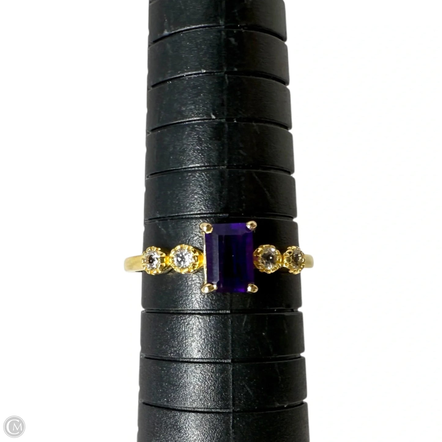 Gold Over Sterling Silver Purple & Clear CZ Ring, Size: 8