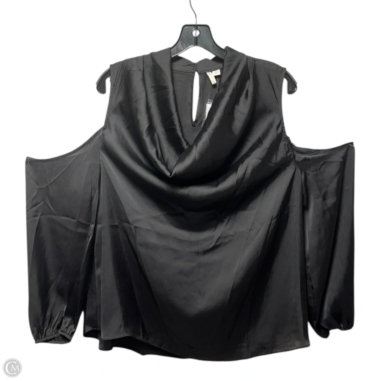 Cowl Neck Cold Shoulder Blouse By Cato In Black, Size: XL