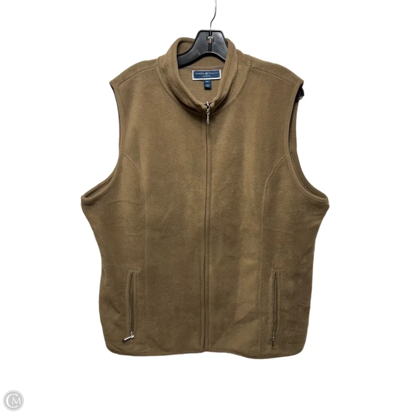 Vest Fleece By Karen Scott In Beige, Size: Xxl