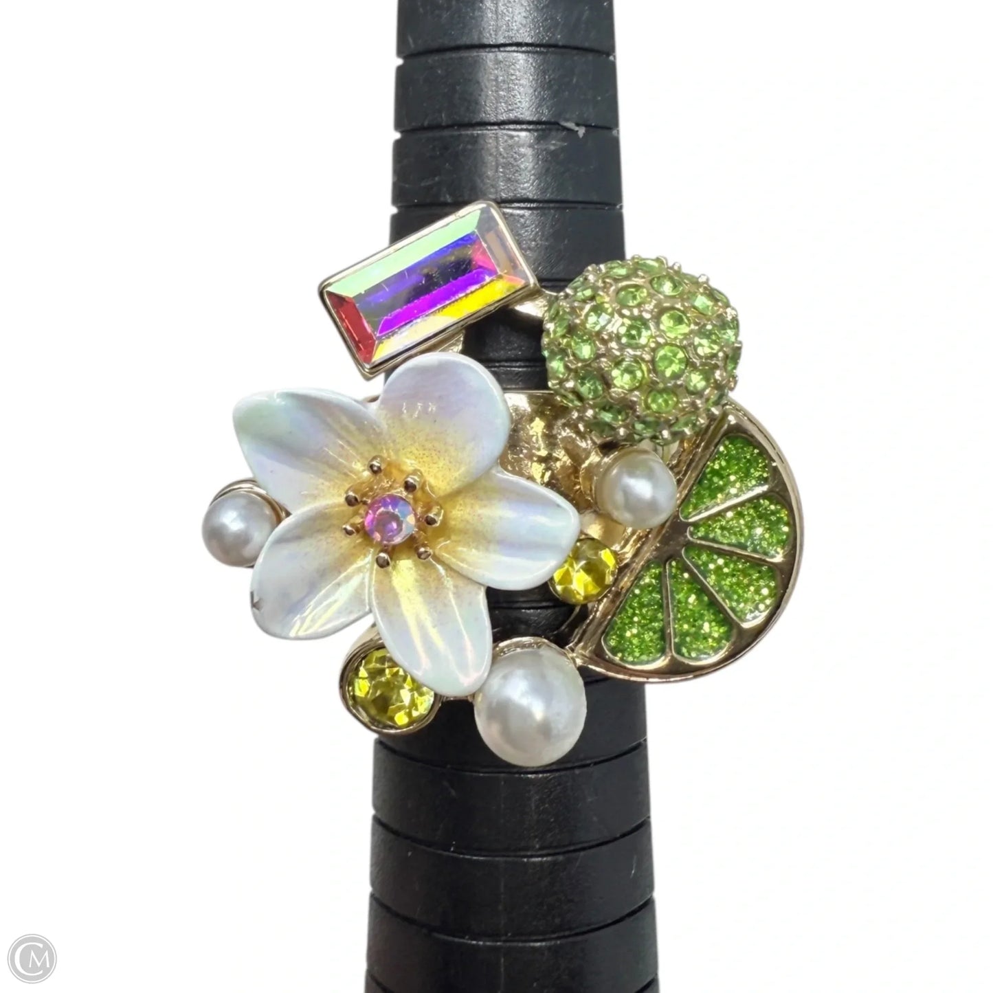 Fruit Flower Rhinestone Cluster Ring By Betsey Johnson, Size: 7.5