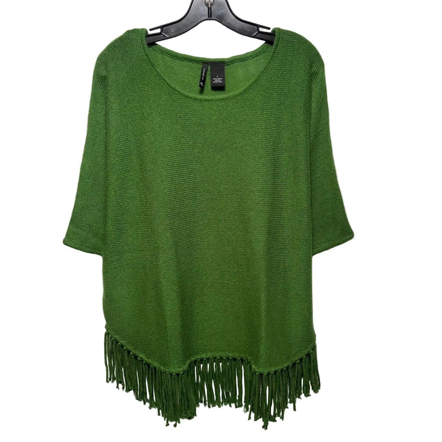 Fringe Sweater Short Sleeve By New Directions In Green, Size: L