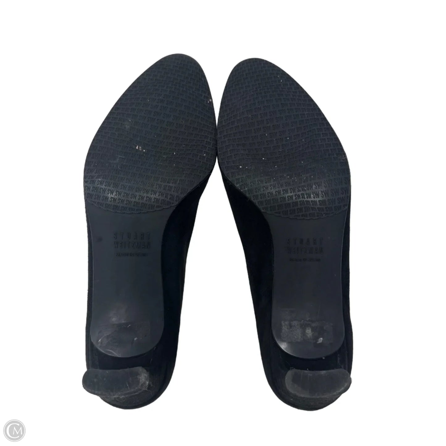 Vintage Suede Block Heel Shoes Designer By Stuart Weitzman In Black, Size: 6