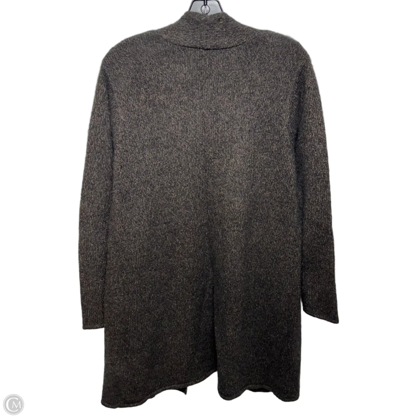 Wool Blend Sweater Cardigan By Eileen Fisher In Tan & Grey, Size: Xs