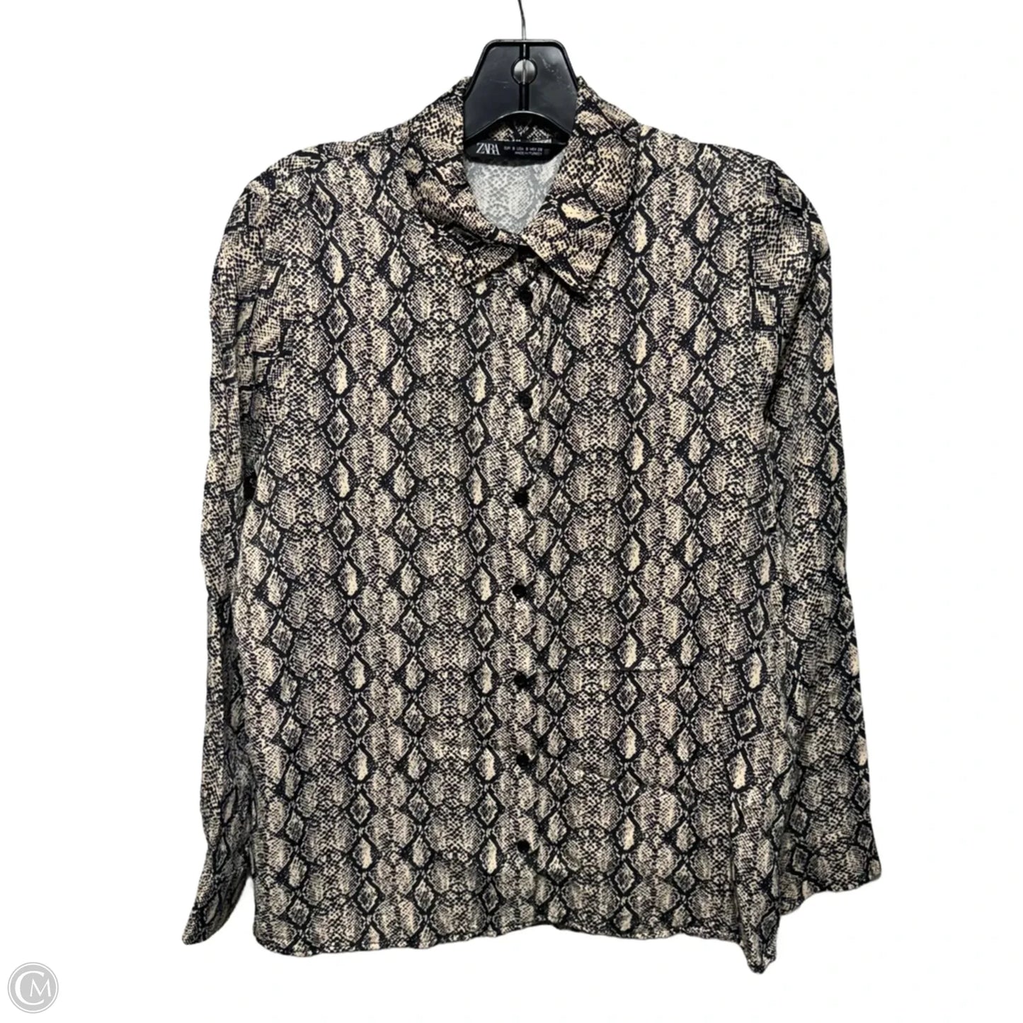 Top Long Sleeve By Zara In Snakeskin Print, Size: S
