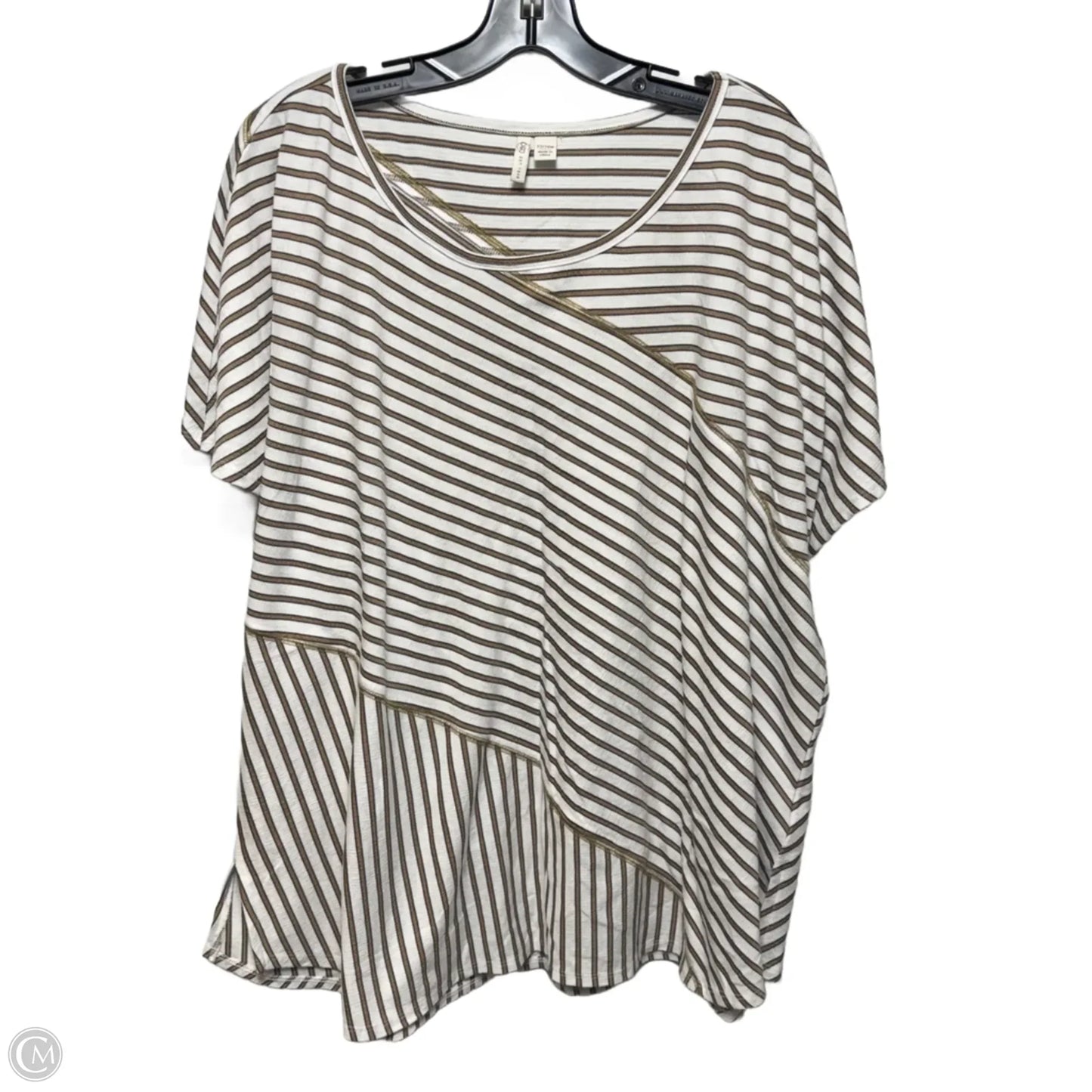 Top Short Sleeve By Cato In Striped Pattern, Size: 22