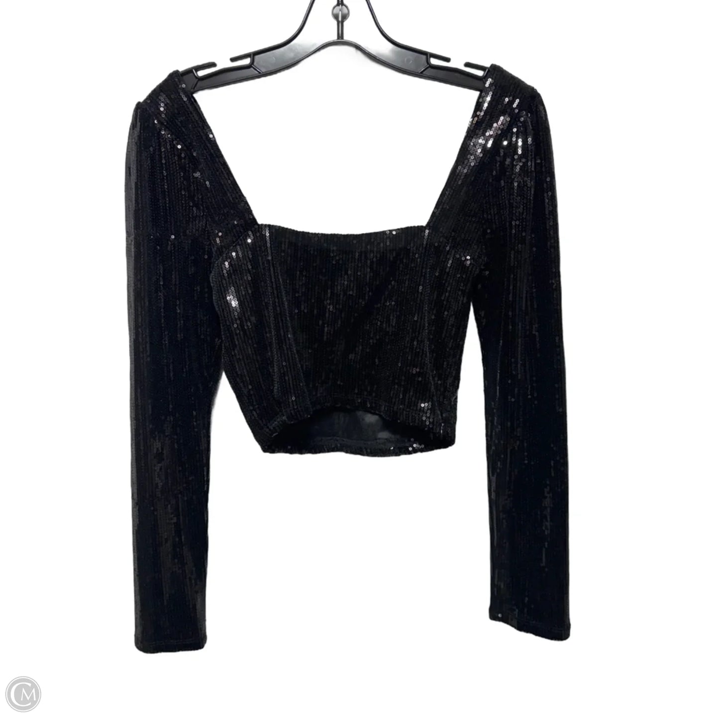 Cropped Sequin Top Long Sleeve By Astr The Label In Black, Size: S